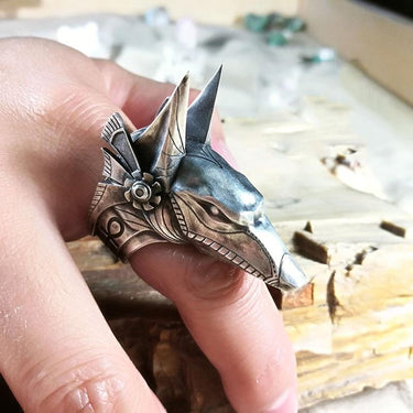 Titanium Steel Egyptian Anubis God Self Defense Ring